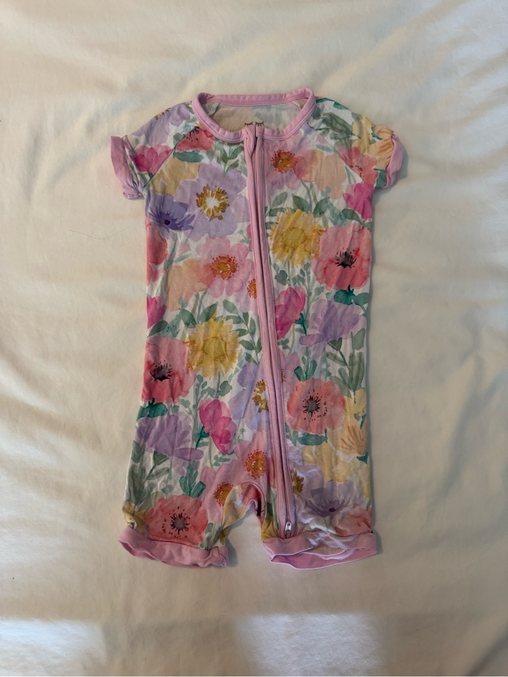 Little Sleepies Pink Floral Zip-Front One-Piece